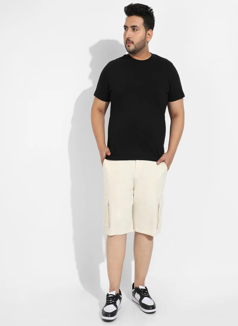 Instafab Plus Instafab Plus Men's Pale Yellow Cargo Shorts