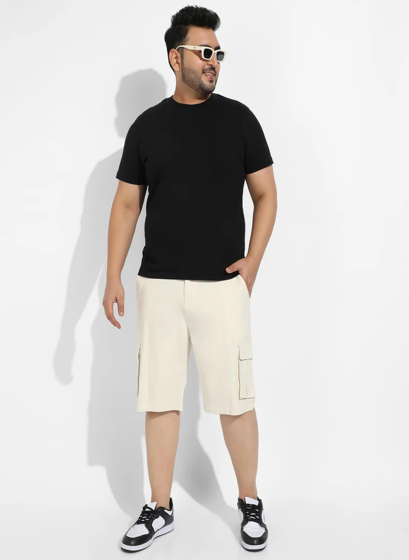 Instafab Plus Instafab Plus Men's Pale Yellow Cargo Shorts