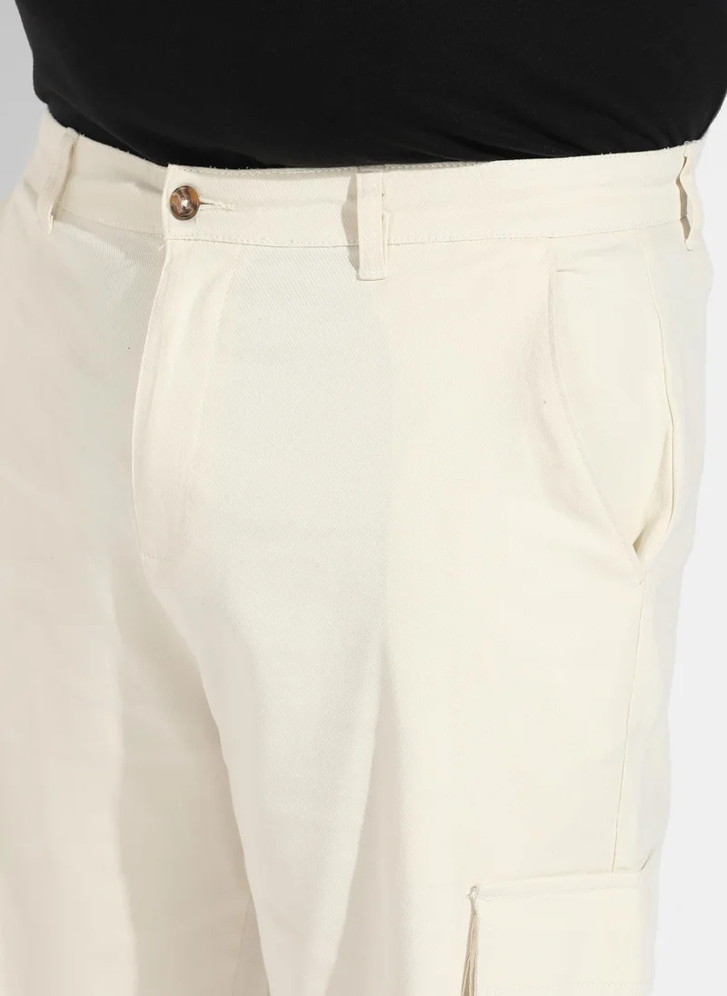 Instafab Plus Instafab Plus Men's Pale Yellow Cargo Shorts