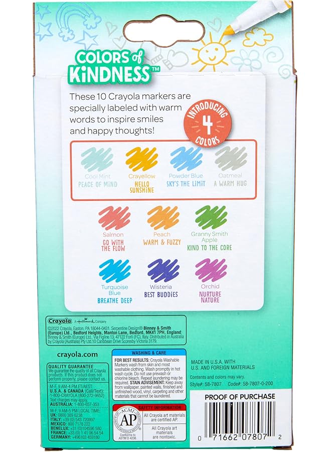 كرايولا مجموعة أقلام تلوين قابلة للغسل من كولورز أوف كيندنس، 10 قطع، متعددة الألوان - Image 4