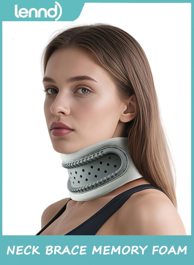 LENND Neck Brace,Support Cervical Collar,Relieve Cervical Pain&Pressure,Soft Skin-Friendly Fabric,Memory Foam Wrapped in Silicone Breathable Hard Frame,One Size for Men&Women(Space Gray) - Image 1
