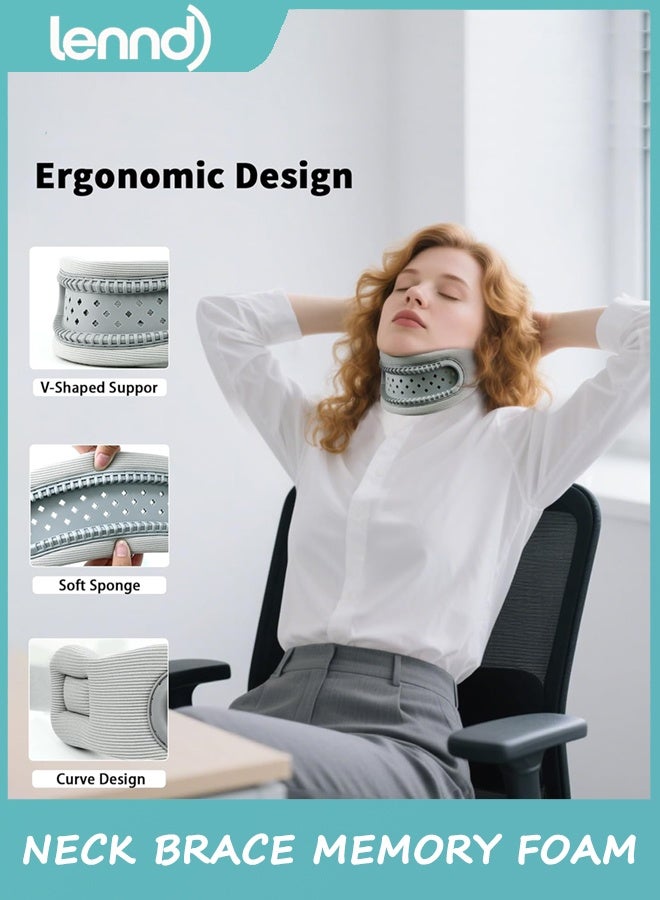 LENND Neck Brace,Support Cervical Collar,Relieve Cervical Pain&Pressure,Soft Skin-Friendly Fabric,Memory Foam Wrapped in Silicone Breathable Hard Frame,One Size for Men&Women(Space Gray) - Image 5