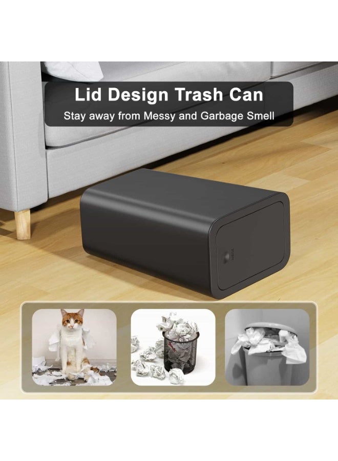 أنمي حاوية نفايات 3 قطع سعة 10 لتر مع غطاء، سلة مهملات صغيرة للمطبخ والحمام والمكتب (أسود) - Image 5