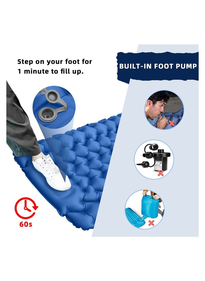 Generic Single Camping Sleeping Pad Inflatable Camping Pad Foot Press Ultralight 1 Person Camping Mat with Pillow for Camping Hiking Traveling Backpacking Tent  - Image 4