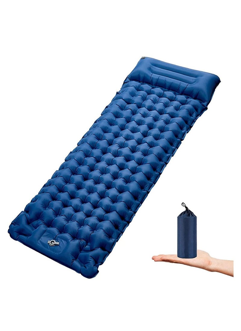 Generic Single Camping Sleeping Pad Inflatable Camping Pad Foot Press Ultralight 1 Person Camping Mat with Pillow for Camping Hiking Traveling Backpacking Tent  - Image 1