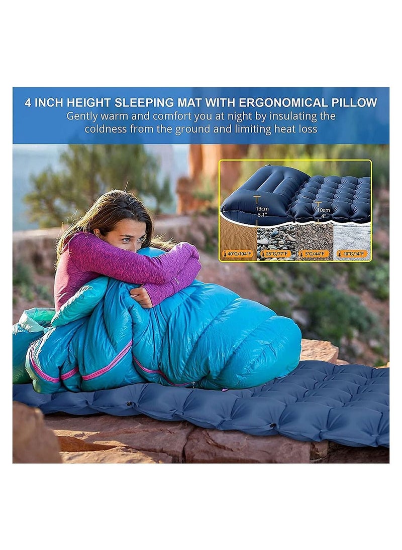 Generic Single Camping Sleeping Pad Inflatable Camping Pad Foot Press Ultralight 1 Person Camping Mat with Pillow for Camping Hiking Traveling Backpacking Tent  - Image 2