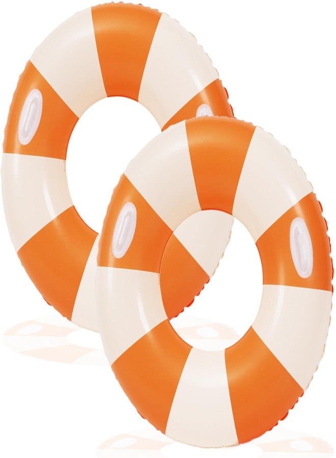 Baseo 2PCS Pool Floats for Adult 43 Inch Striped Swim Ring Pool Floaties Inflatable Large Swimming Pool Raft Party Water Summer Beach Lounger Float Party Supplies (Striped) - Image 1