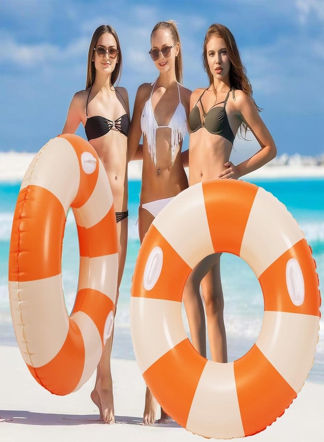 Baseo 2PCS Pool Floats for Adult 43 Inch Striped Swim Ring Pool Floaties Inflatable Large Swimming Pool Raft Party Water Summer Beach Lounger Float Party Supplies (Striped) - Image 5