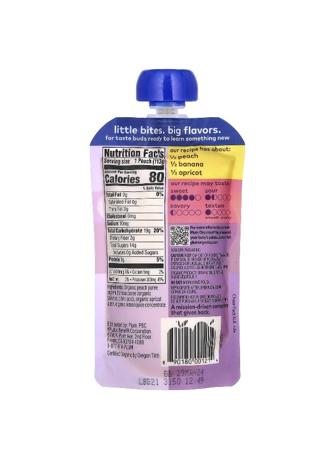 Plum Organics Plum Organics, Organic Baby Food, 6+ Months, Peach, Banana & Apricot, 4 oz (113 g)  - Image 2
