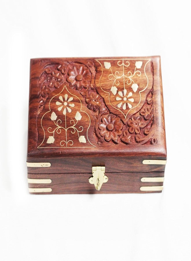 CRAFTCASTLE Handmade Wooden Jewellery Box for Women Jewel Organizer Décor Gifts Products, Brown, 6x4x2.5 Inches - Image 5