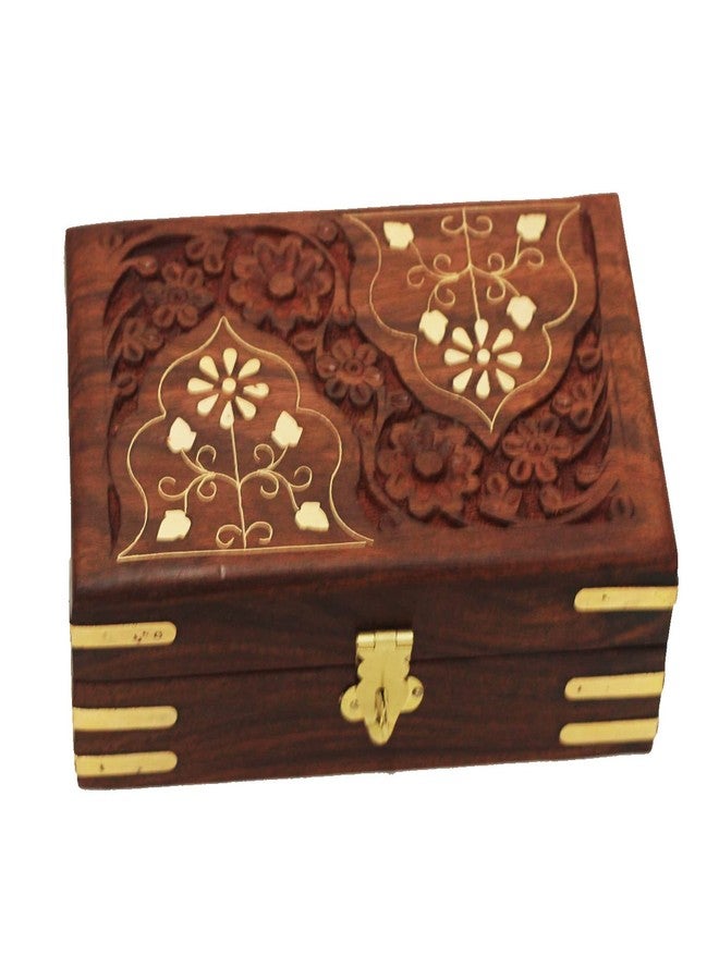 CRAFTCASTLE Handmade Wooden Jewellery Box for Women Jewel Organizer Décor Gifts Products, Brown, 6x4x2.5 Inches - Image 4