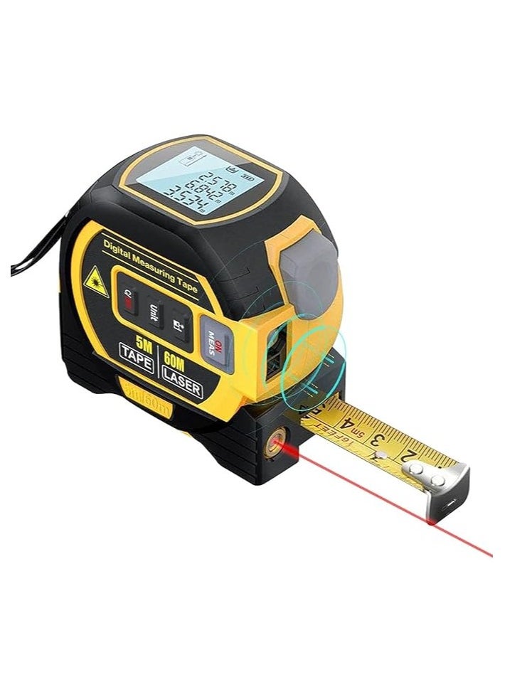 Generic 3 in 1 Laser Rangefinder with 5m Tape Measure and LCD Backlight Display - Distance Meter, Building Measurement Device, Area Volumes Surveying Equipment  - Image 2