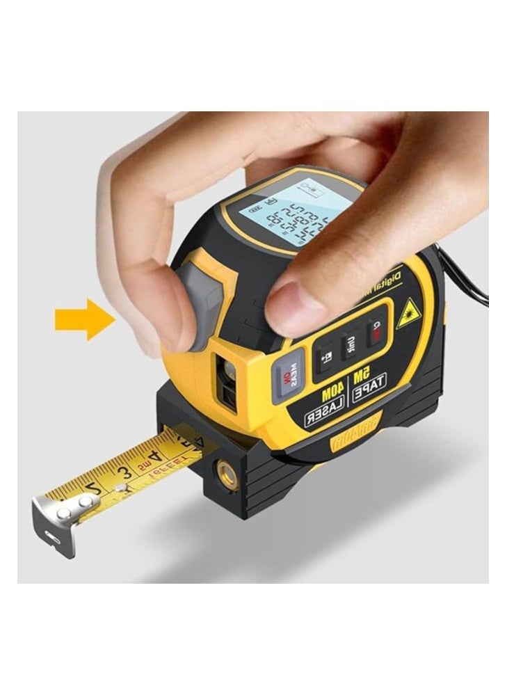 Generic 3 in 1 Laser Rangefinder with 5m Tape Measure and LCD Backlight Display - Distance Meter, Building Measurement Device, Area Volumes Surveying Equipment  - Image 1
