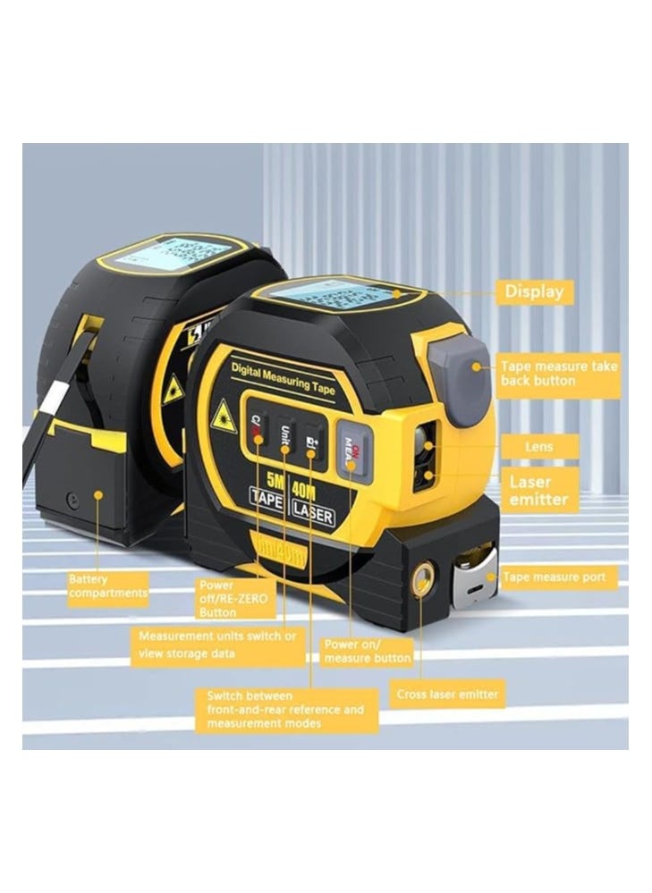 Generic 3 in 1 Laser Rangefinder with 5m Tape Measure and LCD Backlight Display - Distance Meter, Building Measurement Device, Area Volumes Surveying Equipment  - Image 5