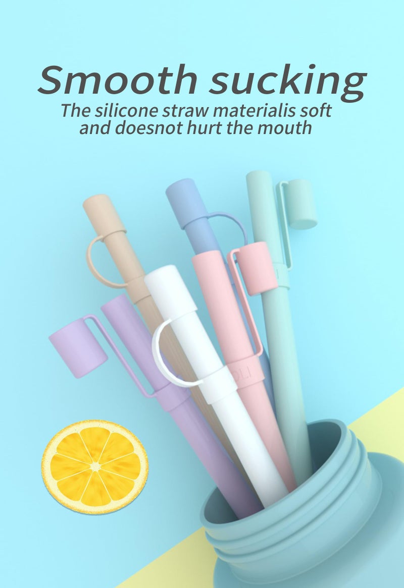 Doboli Reusable Replacement 12 inch Long Silicone Straw With Cover, Stocking Stuffers Gifts for Women Men Teens Girls Boys, Compatible with Stanley Tumbler Cup Accessorie 40 oz 30 oz (6 Pack) - Image 3