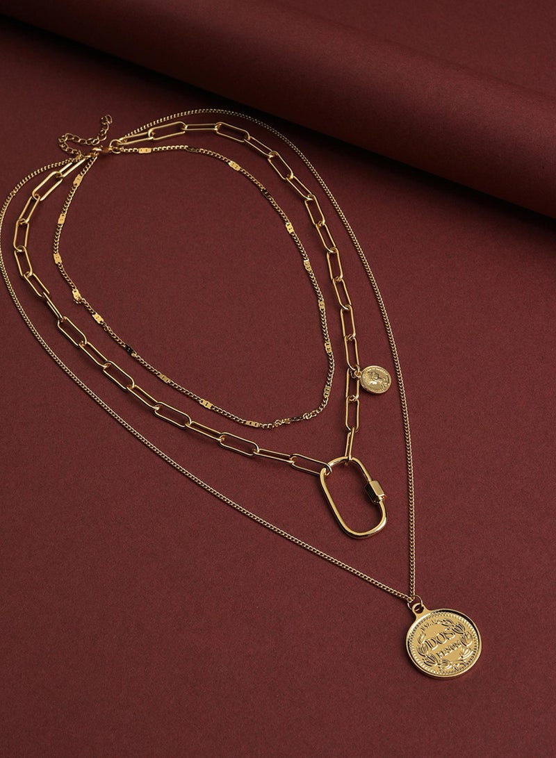 SOHI Brass Layered Artificial Necklace Jewellery - Image 3