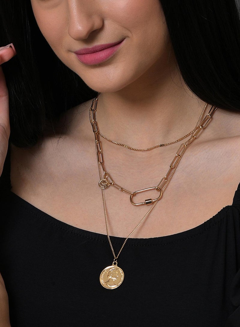 SOHI Brass Layered Artificial Necklace Jewellery - Image 2