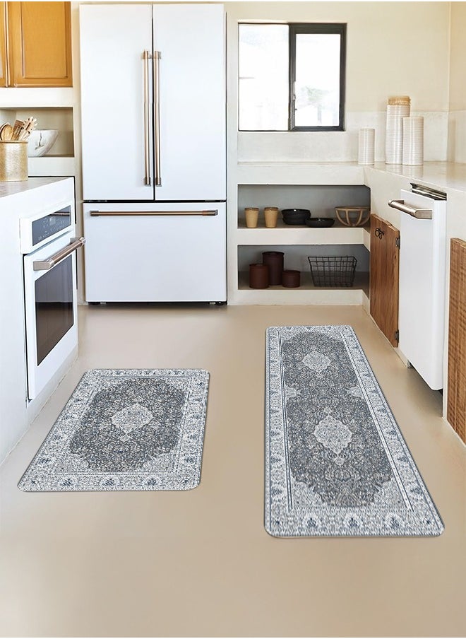 Generic 2 PCS Kitchen Floor Mats Rugs Set, Cushion Floor Carpet, Waterproof, Oil Resistant and Anti-Fatigue PU Standing Mat for Kitchen, Floor, Office, Sink, Laundry 45*75CM+45*120CM  - Image 3