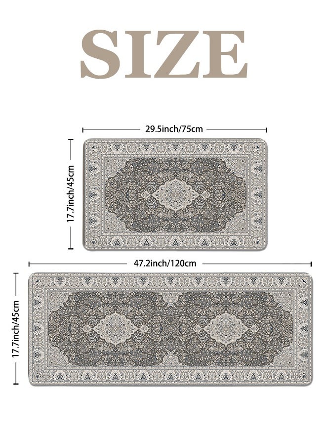 Generic 2 PCS Kitchen Floor Mats Rugs Set, Cushion Floor Carpet, Waterproof, Oil Resistant and Anti-Fatigue PU Standing Mat for Kitchen, Floor, Office, Sink, Laundry 45*75CM+45*120CM  - Image 5