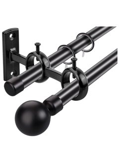 KASTWAVE Bracket for Curtain Pole, 2pcs Double Curtain RodHolder, Wall Mount Heavy Duty Adjustable 28mm Curtain Rod Bracket for Window, Bedroom, Home Black  - Image 5