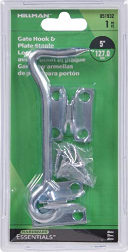 Hardware Essentials 851932 Gate Hook Latch with Plate Staples Zinc 5" - Image 2