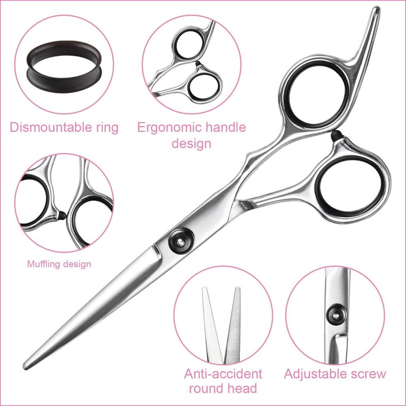 Fcysy Hair Cutting Scissors Thinning Shears- Professional Barber Sharp Hair Scissors Hairdressing Shears Kit with Haircut Accessories in Leather Case for Cutting Styling Hair for Women Men Pet- 7 Pcs - Image 4