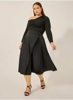 Plus Size Overlap Wrap A-Line Midi Skirt with Pleated Detail - pzsku/Z114CF0B8AB9D28616BCAZ/45/_/1739732062/550b1351-f0be-4def-b5b8-170c8a778a81