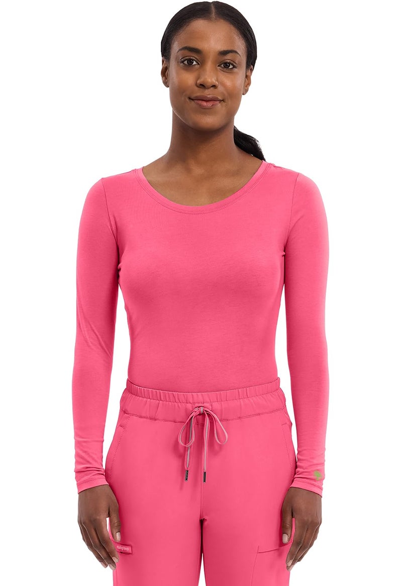 Healing Hands Women's Underscrub Soft Knit Melissa Longsleeve Scrub Tee with Breathable & Easy Care Fabric 5047, M, Carnation Pink - Image 1