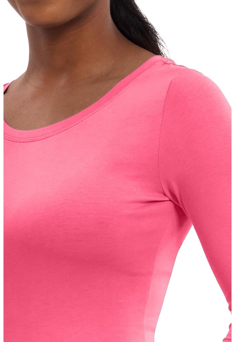 Healing Hands Women's Underscrub Soft Knit Melissa Longsleeve Scrub Tee with Breathable & Easy Care Fabric 5047, M, Carnation Pink - Image 3
