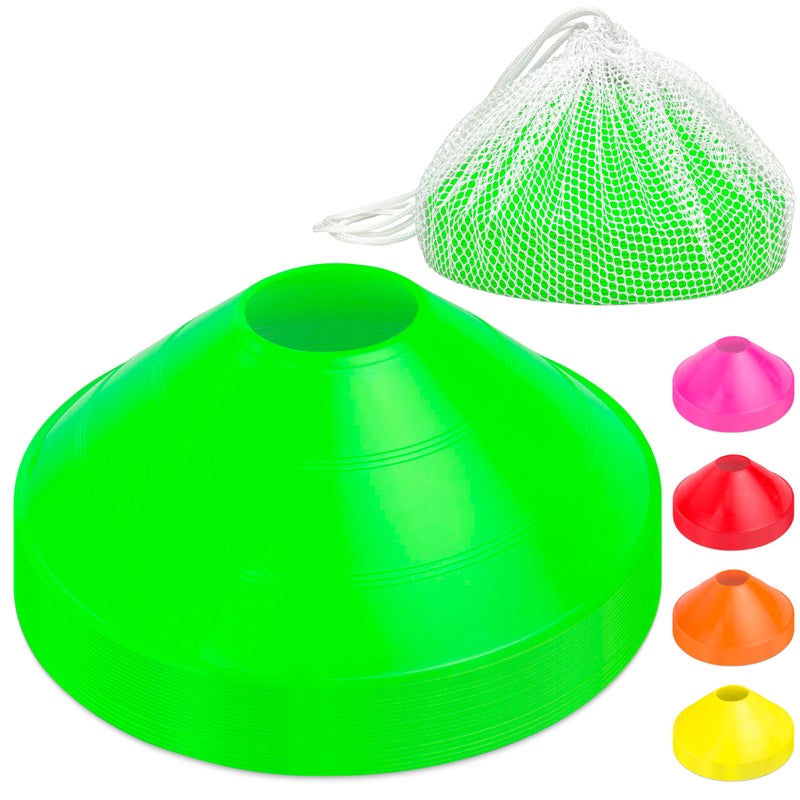 GoSports Premium Sports Cones for Agility Training and Drills - 20 Pack with Tote - Green - Image 1