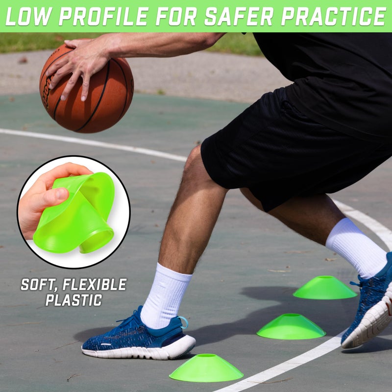 GoSports Premium Sports Cones for Agility Training and Drills - 20 Pack with Tote - Green - Image 4