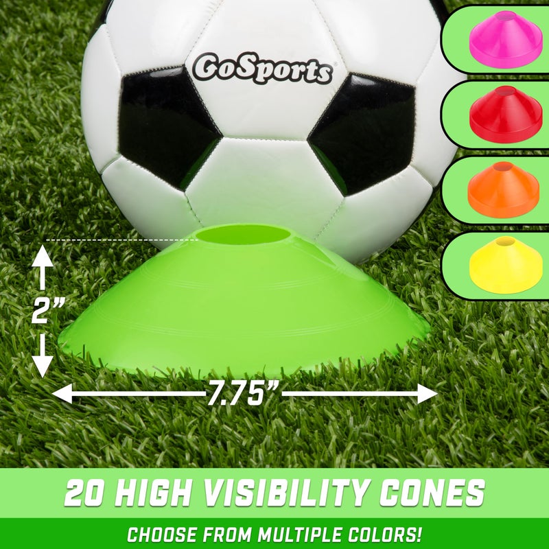 GoSports Premium Sports Cones for Agility Training and Drills - 20 Pack with Tote - Green - Image 2