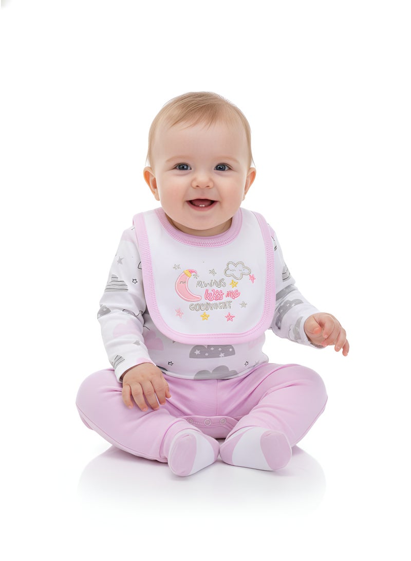 Bambimici Cloud Print Long Sleeve Bodysuit with Pyjama - Purple - Image 1