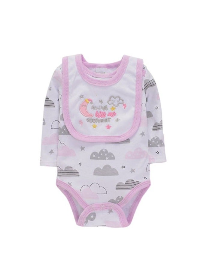 Bambimici Bambimici Cloud Print Long Sleeve Bodysuit with Pyjama - Purple  - Image 2