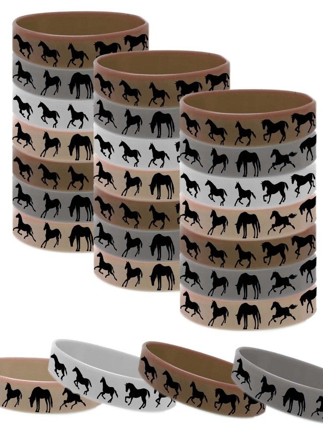 كوبا بلاي 48 قطعة من أساور مطاطية على شكل خيول - لوازم حفلات سباق الخيل في يوم الديربي، هدايا لمحبي الخيول، زينة عيد ميلاد، جوائز، أساور معصم سيليكون - Image 1