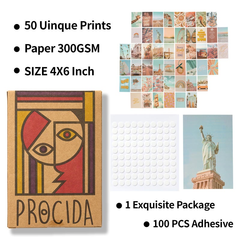 PROCIDA Wall Collage Kit for Teen Girls, Cute Aesthetic Room Decor, Boho Pictures Posters Aesthetic Wall Decor for Teen Girls Room 50 Set 4x6 Inch - Image 4