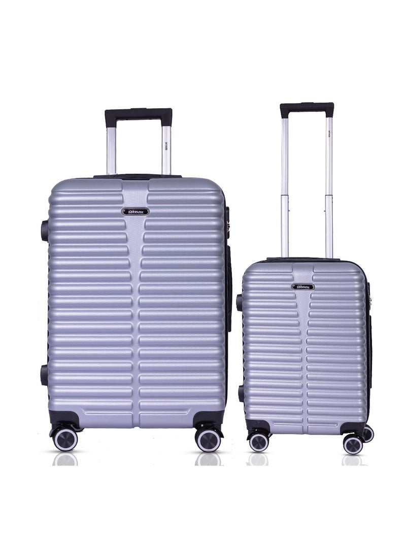 منيك طقم حقائب سفر دِستني قطعتين | ترولي بعجلات دوارة  درجة وقفل  ومقبض ناعم | مقاس  بوصة كابينة و  بوصة كبيرة | فضي - Image 1