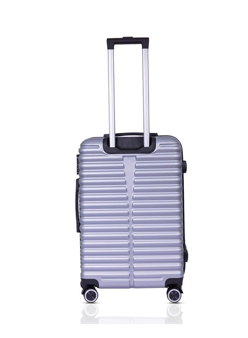 منيك طقم حقائب سفر دِستني قطعتين | ترولي بعجلات دوارة  درجة وقفل  ومقبض ناعم | مقاس  بوصة كابينة و  بوصة كبيرة | فضي - Image 4