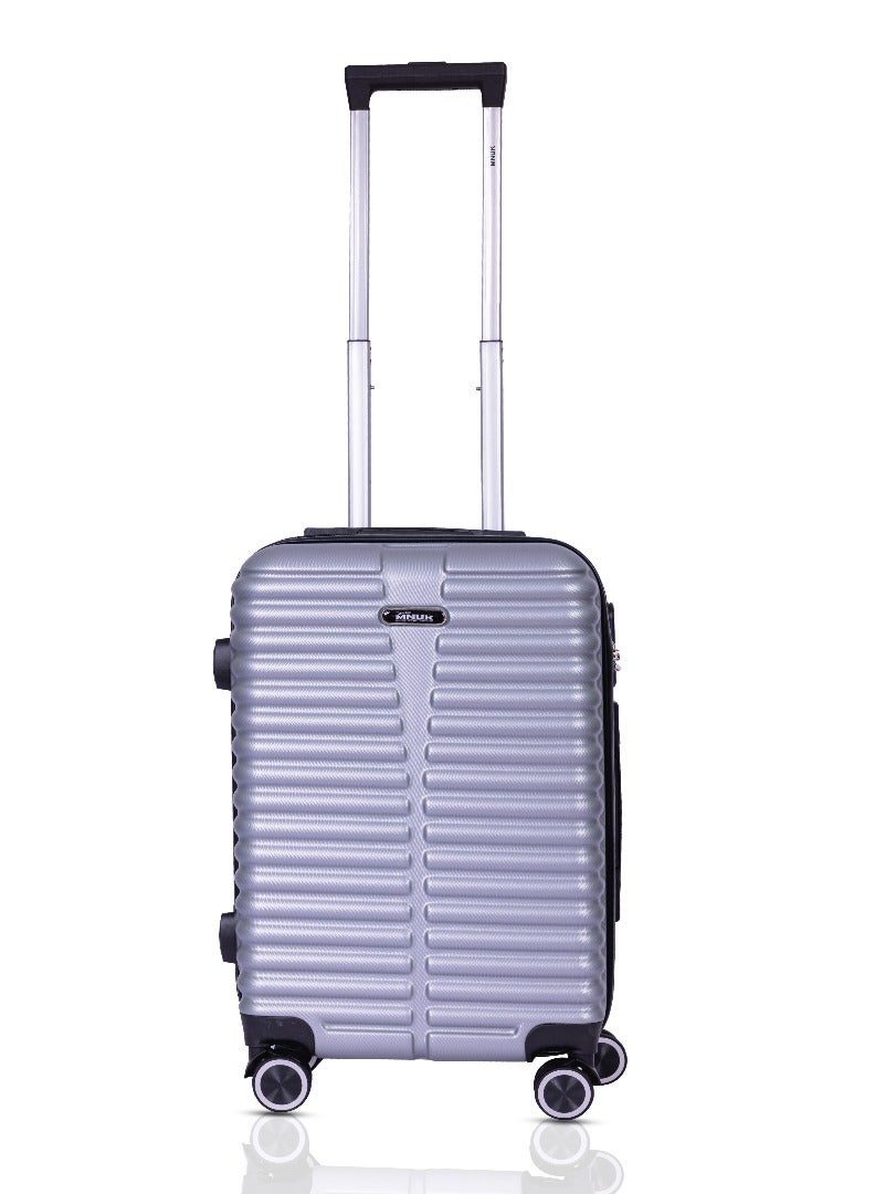 منيك طقم حقائب سفر دِستني قطعتين | ترولي بعجلات دوارة  درجة وقفل  ومقبض ناعم | مقاس  بوصة كابينة و  بوصة كبيرة | فضي - Image 5