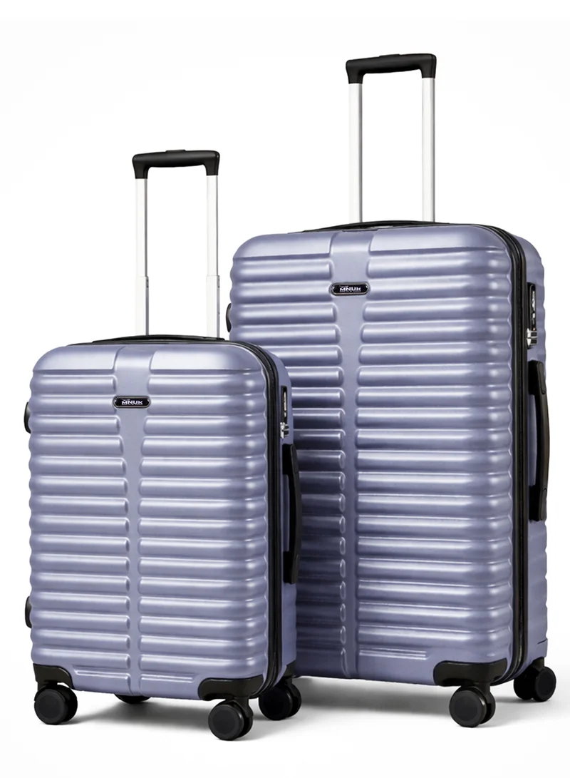 MNUK Destiny Set of 2 Luggage | Hardside Soft Handle Trolley with TSA Lock |Double 360° 8 Wheeler| Cabin-20 Inch, Large-28 Inch| Silver