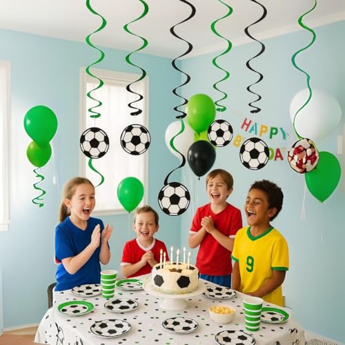 Wanna Party Soccer Swirl Decorations 6ct for Soccer Theme Party Decorations/Football party Supplies/Soccer theme Birthday Party Decorations for boys, Multicolor (702810) - Image 2