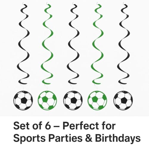 Wanna Party Soccer Swirl Decorations 6ct for Soccer Theme Party Decorations/Football party Supplies/Soccer theme Birthday Party Decorations for boys, Multicolor (702810) - Image 5
