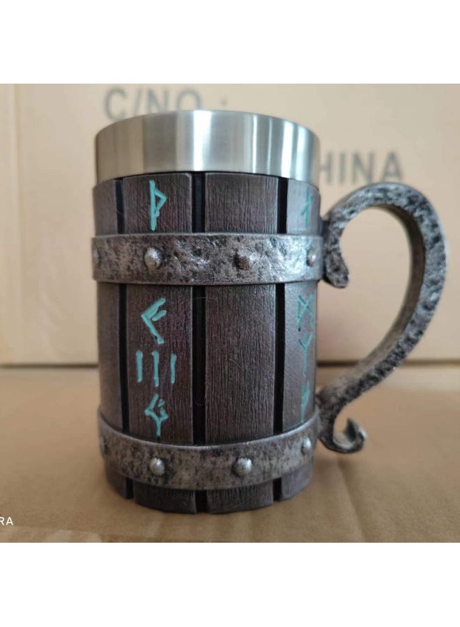 سونسر قدح الفايكنج الاسكندنافي رون الاسكندنافي، قدح شرب من الفولاذ المقاوم للصدأ كوب قهوة ثلاثي الأبعاد مبتكرة، قدح الفايكنج الإسكندنافي قدح شعري قوطي لتزيين الحفلات ديكور قوطي أكواب هدايا - Image 4