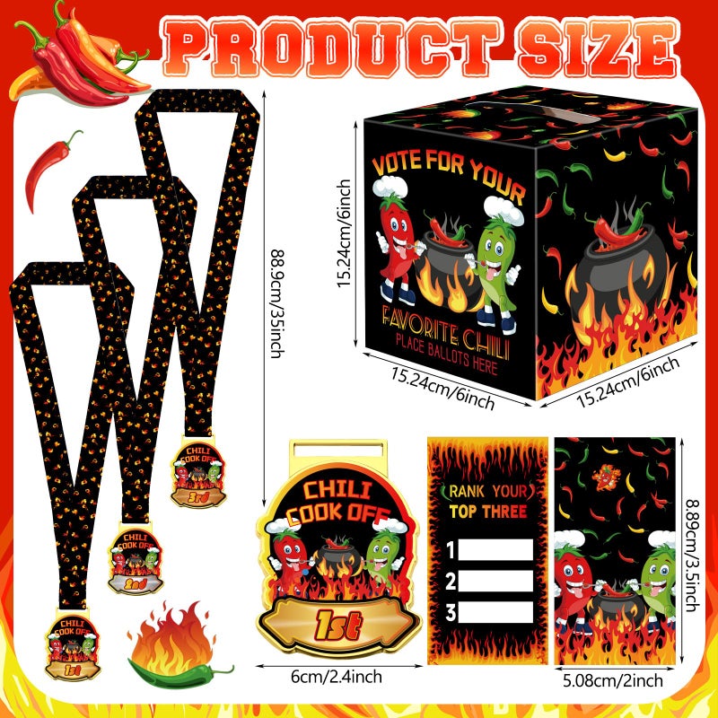 Sinload 64 Pieces Chili Cook Off Contest Ballot Box with 60 Voting Cards and 3 Trophy Award Sashes for Chili Off Award Party Supplies Decorations Cook Chef Contest Prizes(Black) - Image 3