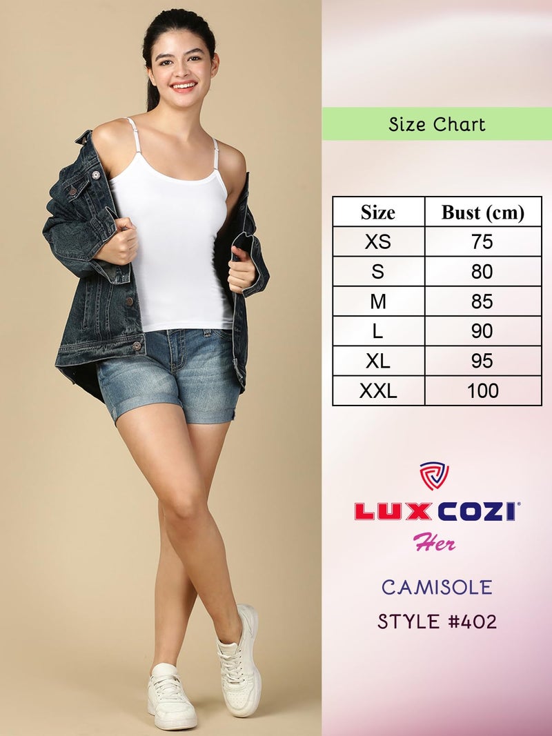 Lux Cozi Premium Regular Fit Camisole for Women_COZIHER_402_Camisole_WH_100_3PC - Image 2