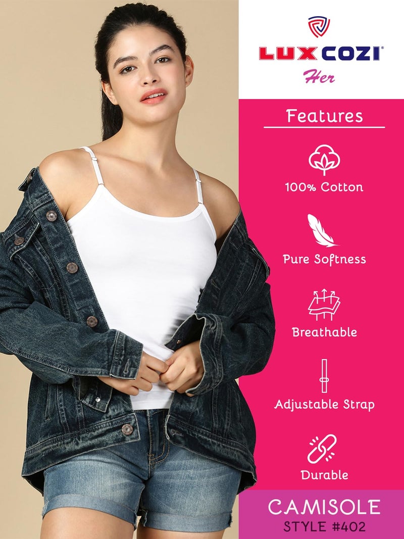 Lux Cozi Premium Regular Fit Camisole for Women_COZIHER_402_Camisole_WH_100_3PC - Image 4