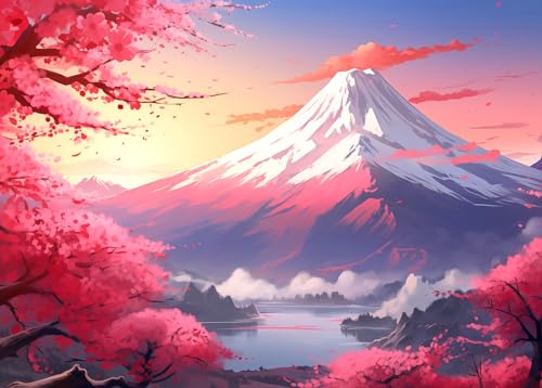 CHengQiSM 1000 Piece Puzzle for Adults Iceberg Sakura Jigsaw Puzzles 1000 Pieces Cherry Blossom Puzzles for Adults 1000 Pieces Mount Fuji Oil Painting Pieces Jigsaw Puzzles for Teens Seniors Brain Teaser - Image 1