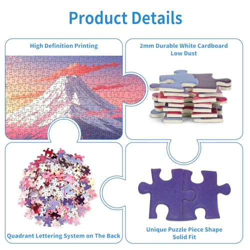 CHengQiSM 1000 Piece Puzzle for Adults Iceberg Sakura Jigsaw Puzzles 1000 Pieces Cherry Blossom Puzzles for Adults 1000 Pieces Mount Fuji Oil Painting Pieces Jigsaw Puzzles for Teens Seniors Brain Teaser - Image 5