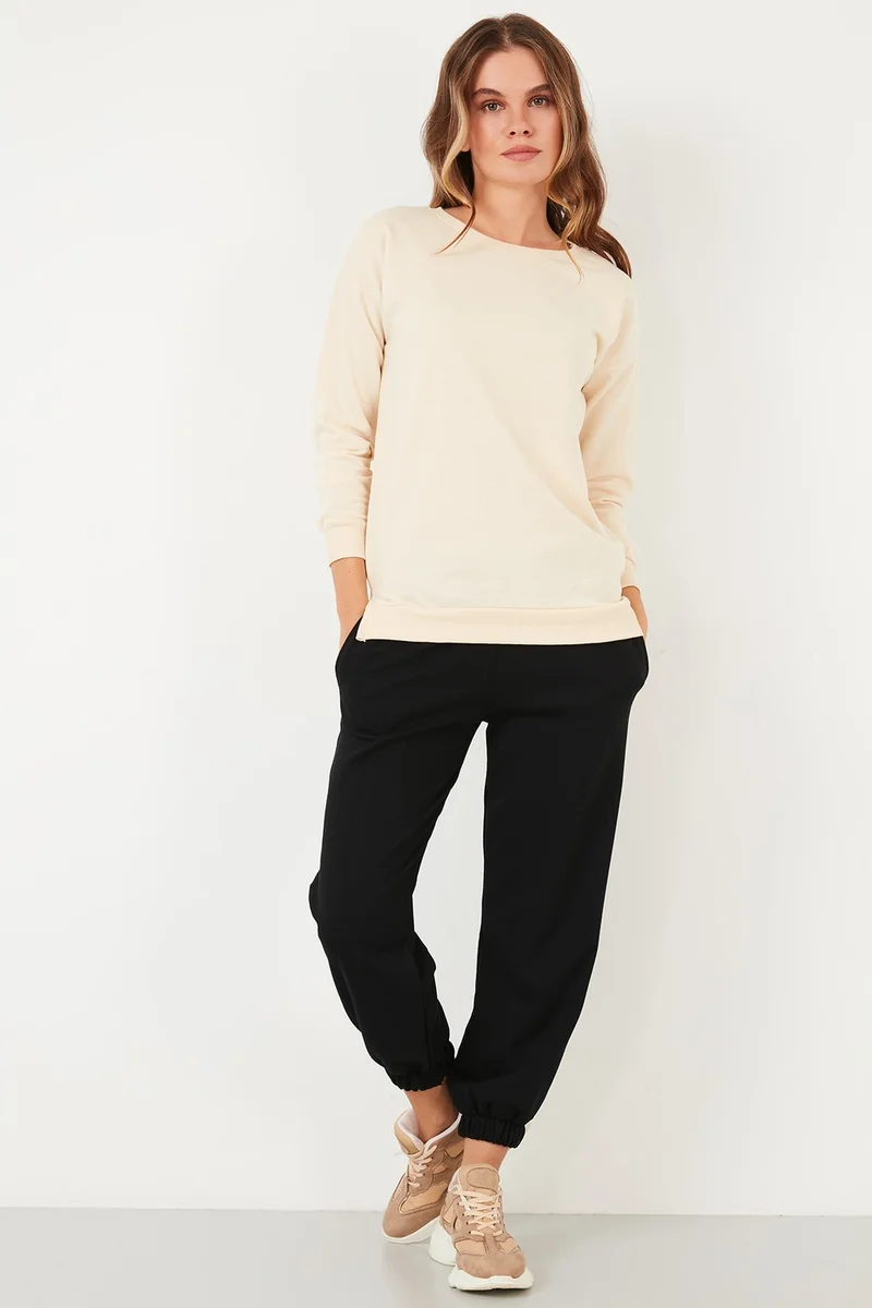 Lela Cotton Crew Neck Basic Knitted Sweat Women's Sweat 5863569