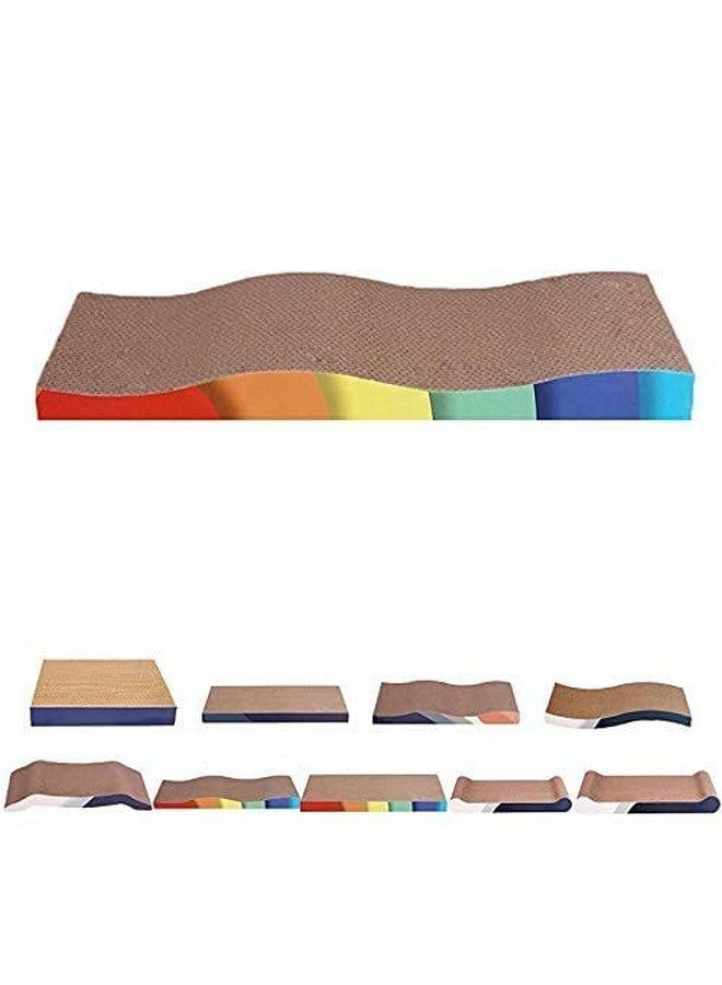 وسادة خدش من الورق المقوى الطبيعي والآمن بتصميم موجة منحنية مع لعبة النعناع البري مثالية لخدش القطط والكلاب الصغيرة - متعددة الألوان (عبوة من قطعة واحدة) - Image 3